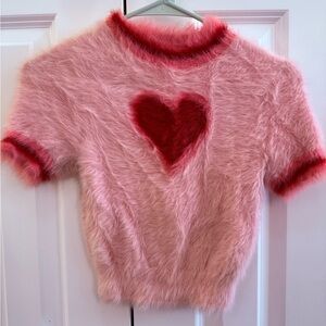 Kimchi Blue (Urban Outfitters) Fuzzy Heart Crop Sweater
